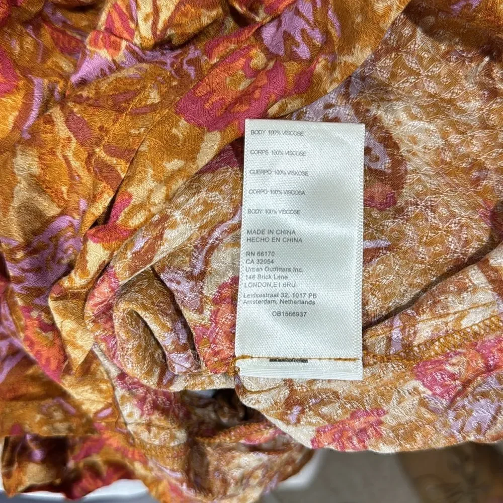 FREE PEOPLE DANCE TILL DAWN ROMPER IN ORANGE FLORAL PRINT XS TP NWOT